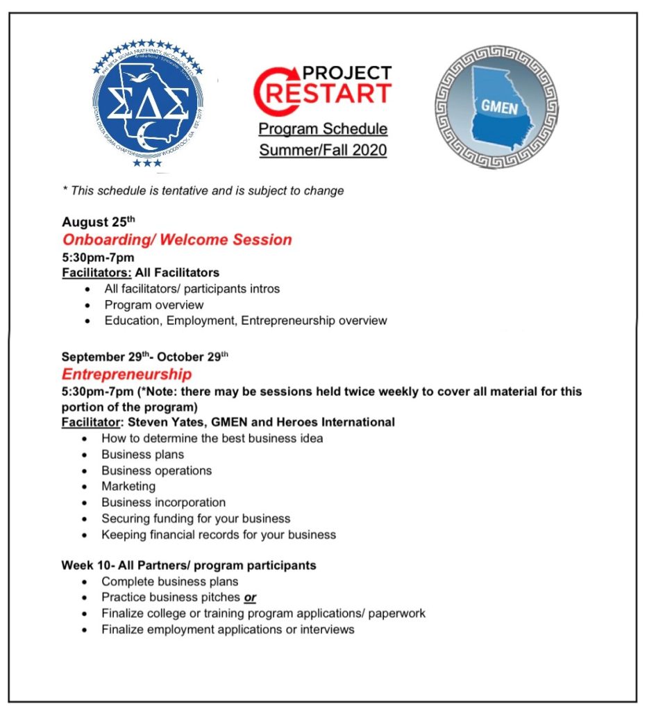 Project Restart – Sigma Delta Sigma Chapter